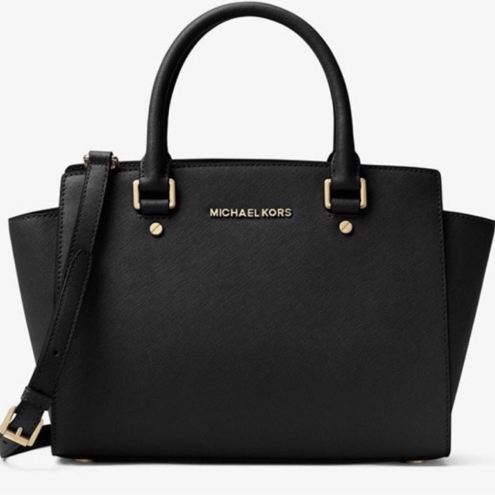 MICHAEL Michael Kors Black Saffiano Leather Selma Crossbody Bag